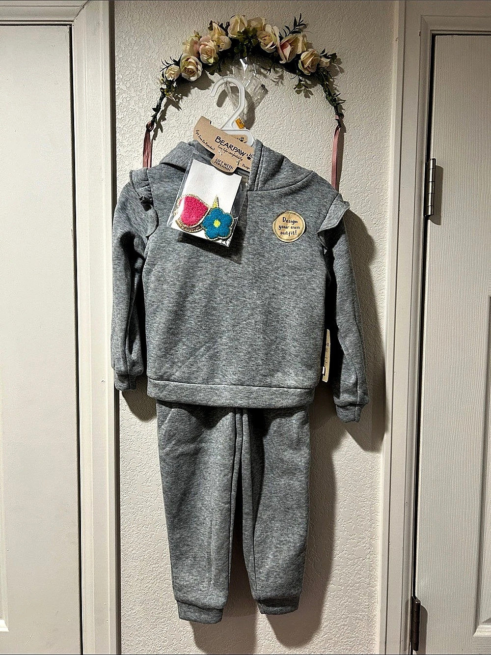 Bearpaw Active Ruffle Hoodie Sweatshirt w/Jogger Set